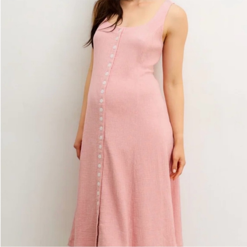 Hatch Blush Button-Front Midi Dress